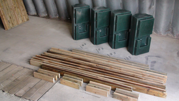 Planks of wood and other dock construction materials